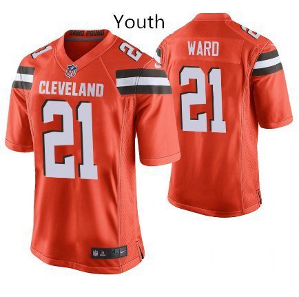 Youth Cleveland Browns 21# Denzel Ward Orange Stitched Jersey