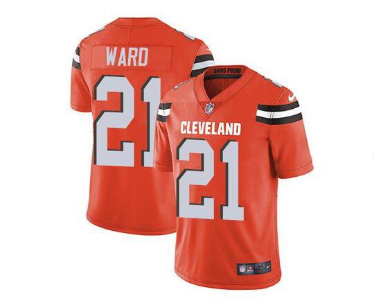 Men's Cleveland Browns 21# Denzel Ward Limited Orange Stitched Jersey