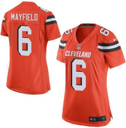 Women's Cleveland Browns #6 Baker Mayfield Limited Orange Stitched Jersey