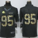 Men's Cleveland Browns 95# Myles Garrett Green Salute To Service Stitched Jersey