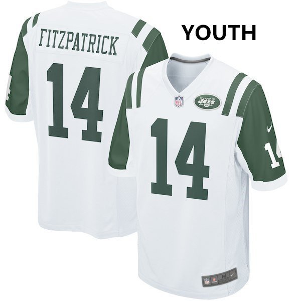 Youth York Jets #14 Ryan Fitzpatrick White Stitched Jersey