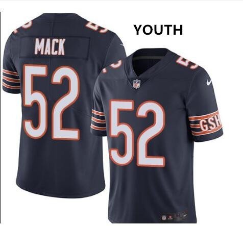 Youth Bears #52 Khalil Mack Navy Blue Stitched Jersey