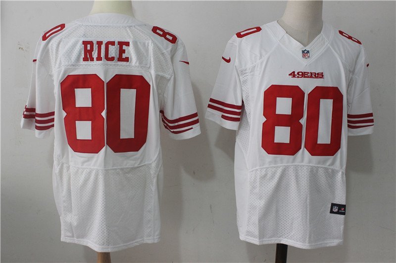 Men's San Francisco 49ers #80 Jerry Rice Elite White Stitched Jersey