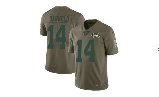Men's Jets 14# Sam Darnold salute to service Olive Stitched Jersey
