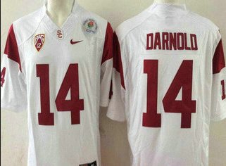 Men's USC Trojans #14 Sam Darnold White College Stitched Jersey