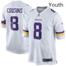 Youth Minnesota Vikings 8# Kirk Cousins Game White Stitched Jersey