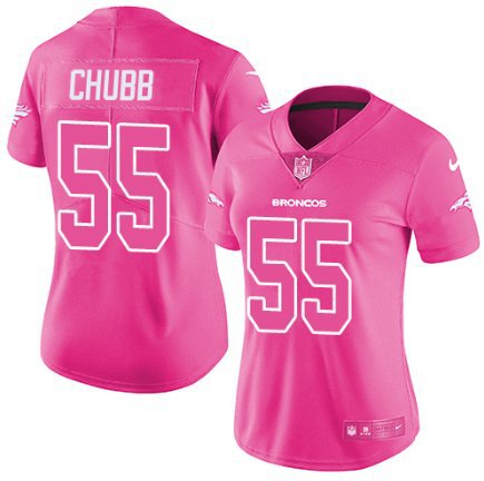 Women's Denver Broncos 55# Bradley Chubb Limited Pink Stitched Jersey