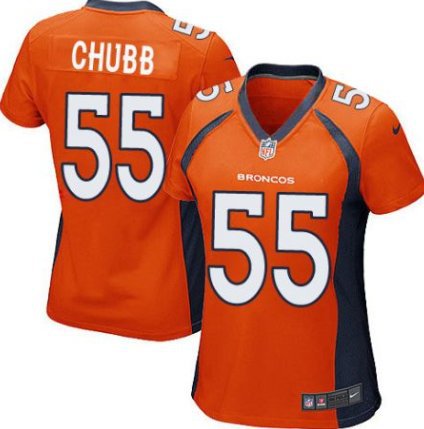 Women's Denver Broncos 55# Bradley Chubb Game Orange Stitched Jersey
