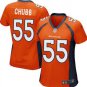 Women's Denver Broncos 55# Bradley Chubb Game Orange Stitched Jersey