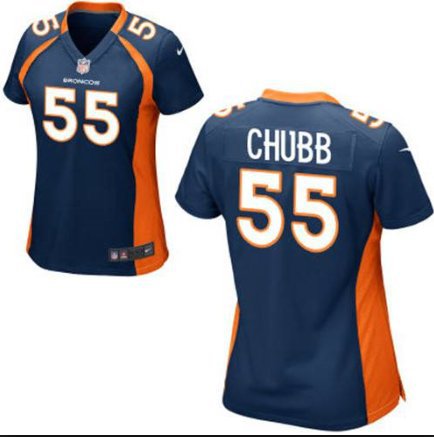 Women's Denver Broncos 55# Bradley Chubb Game Navy Blue Stitched Jersey