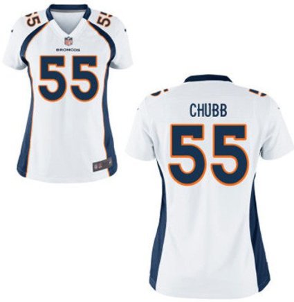 Women's Denver Broncos 55# Bradley Chubb Game White Stitched Jersey