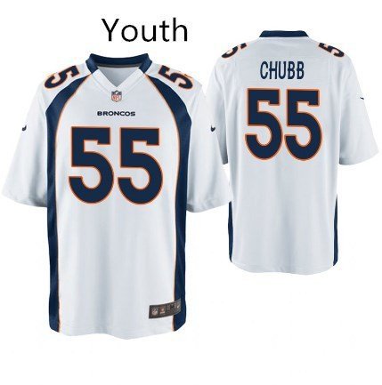 Youth Denver Broncos 55# Bradley Chubb Game White Stitched Jersey