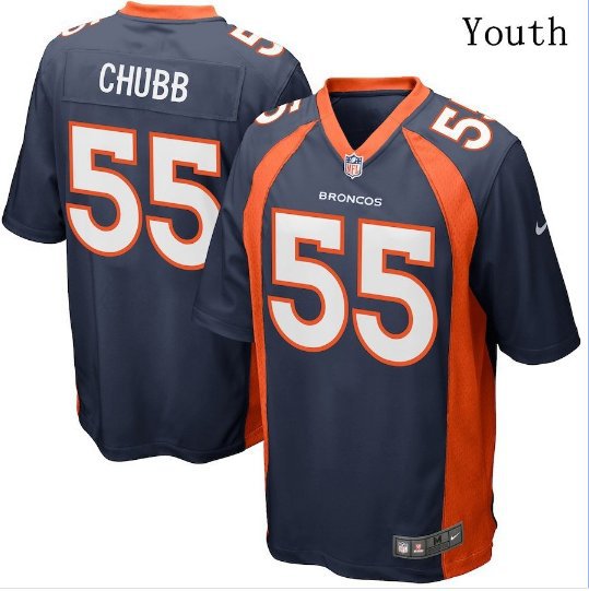 Youth Denver Broncos 55# Bradley Chubb Game Navy Blue Stitched Jersey