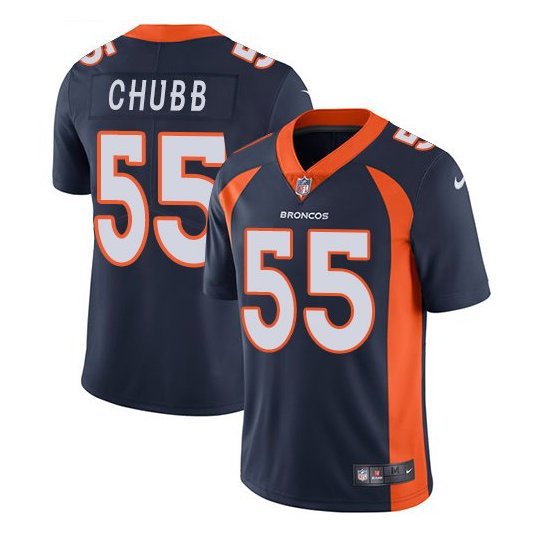 Men's Denver Broncos 55# Bradley Chubb Limited Navy Blue Stitched Jersey