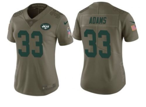 Women's York Jets 33# Jamal Adams Limited Green Salute To Service Stitched Jersey