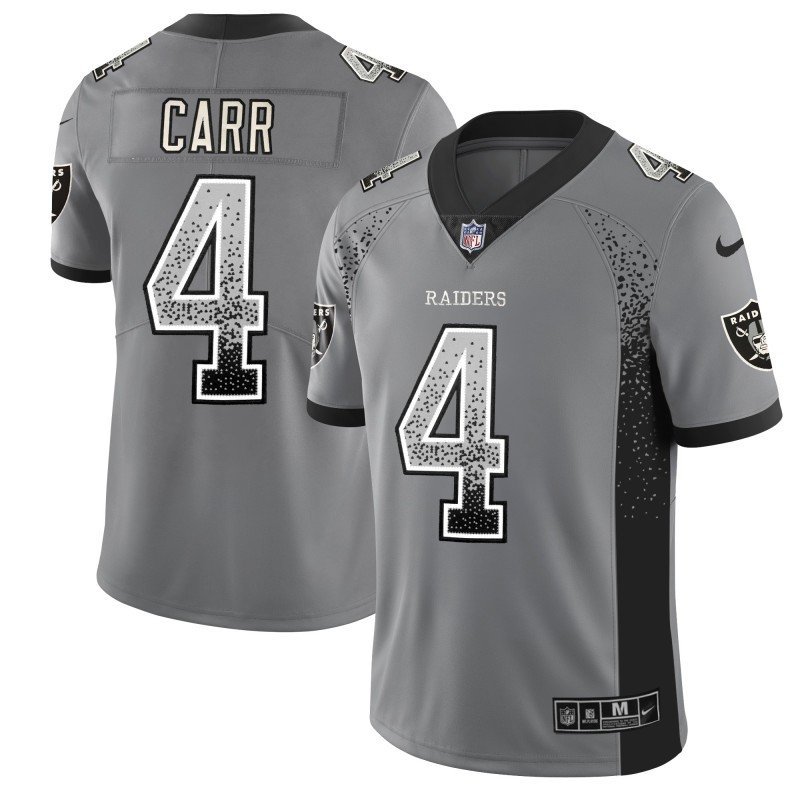 Men's Oakland Raiders 4# Derek Carr Limited Drift Gray Stitched Jersey