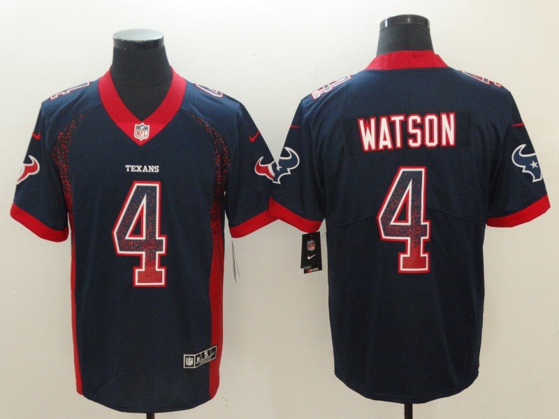 Men's Houston Texans 4# Deshaun Watson Limited Drift Navy Stitched Jersey