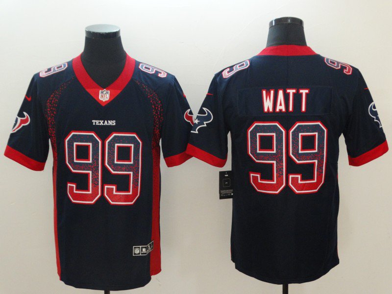 Men's Houston Texans #99 J.J. Watt Limited Drift Navy Blue Stitched Jersey