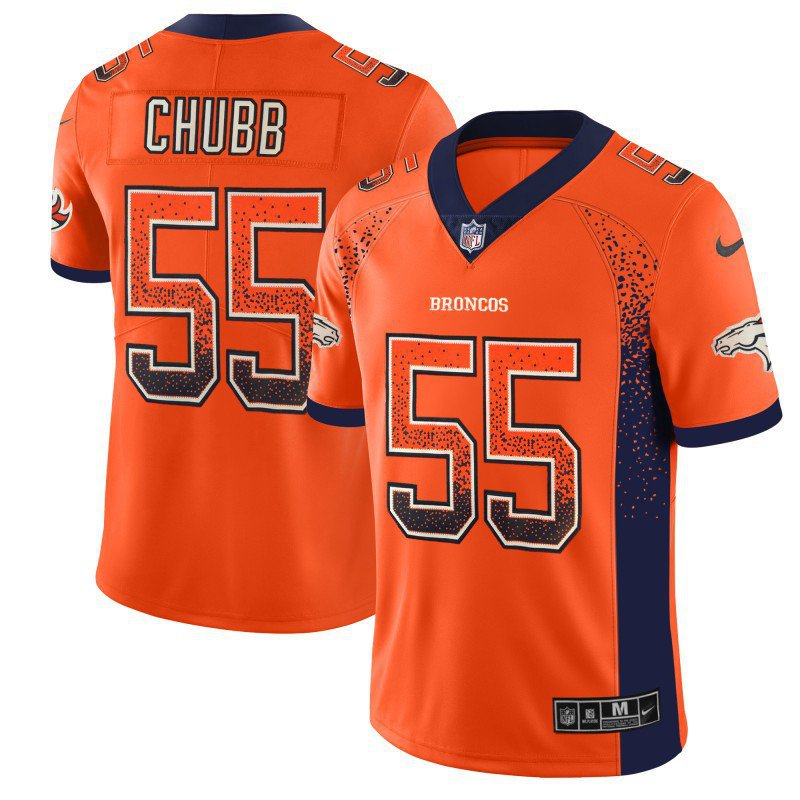 Men's Denver Broncos 55# Bradley Chubb Limited Orange Drift Stitched Jersey