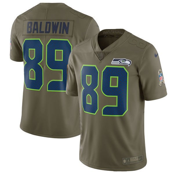 Men's Seattle Seahawks 89# Doug Baldwin salute to service Stitched Jersey