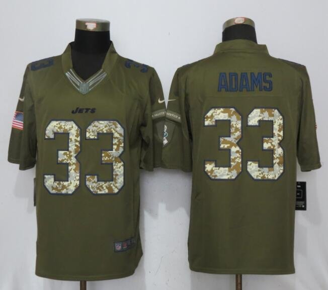 Men's Jets #33 Jamal Adams Game Green Salute To Service Stitched Jersey
