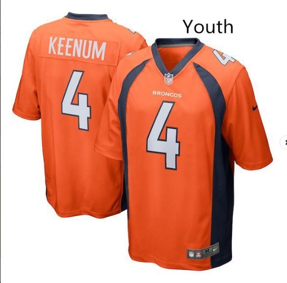 Youth Denver Broncos #4 Case Keenum Orange Stitched Jersey