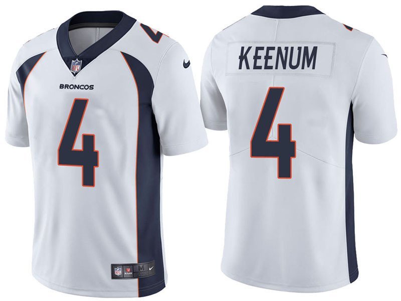 Men's Denver Broncos #4 Case Keenum Limited White Stitched Jersey