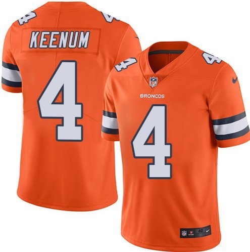 Men's Denver Broncos #4 Case Keenum Limited Orange Stitched Jersey