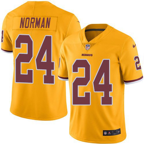 Men's Washington Redskins 24# Josh Norman Limited Yellow Stitched Jersey