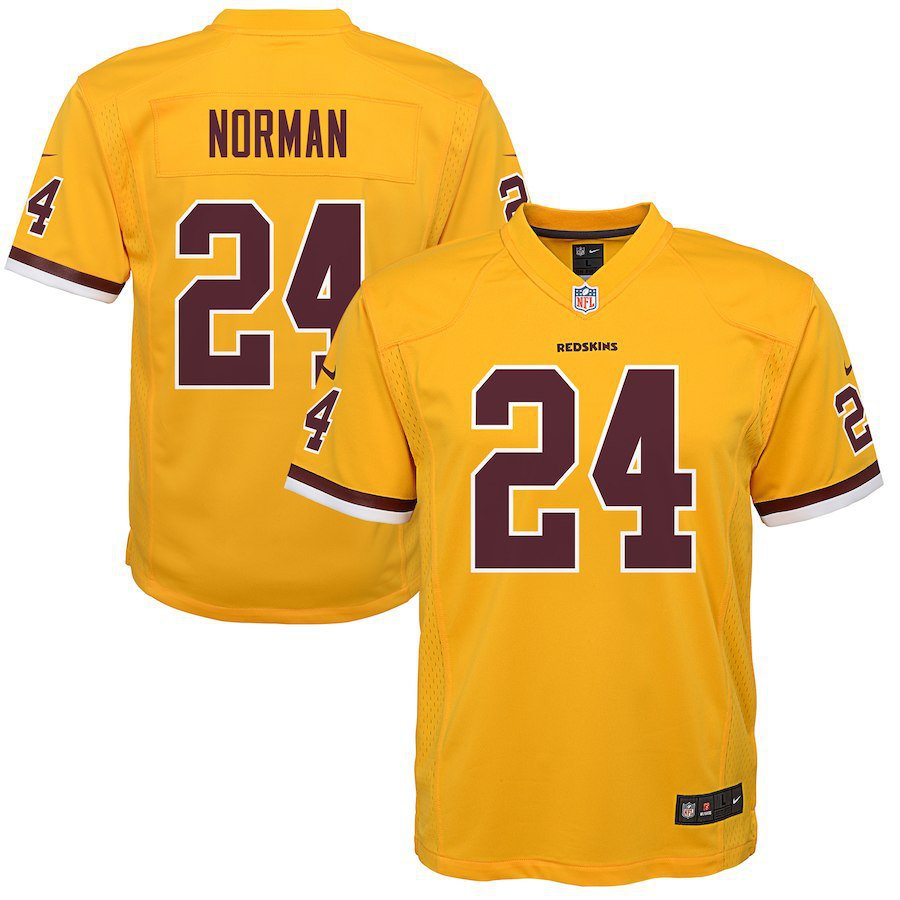 Youth Washington Redskins #24 Josh Norman Game Yellow Stitched Jersey