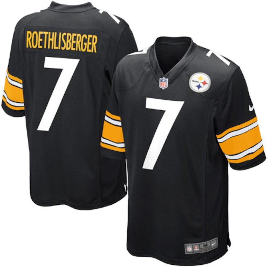 Men's Pittsburgh Steelers 7# Ben Roethlisberger Game Black Stitched Jersey