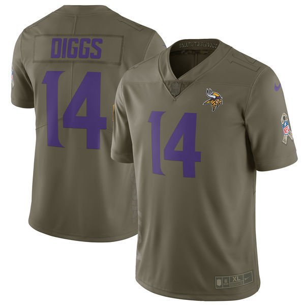 Men's Vikings #14 Stefon Diggs Salute to Service Stitched Jersey