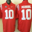 Men's Ole Miss Rebles 10 Eli Manning Red College Stitched Jersey