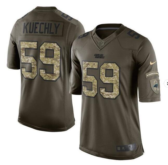 Men's Carolina Panthers 59# Luke Kuechly Game Olive Camo Stitched Jersey