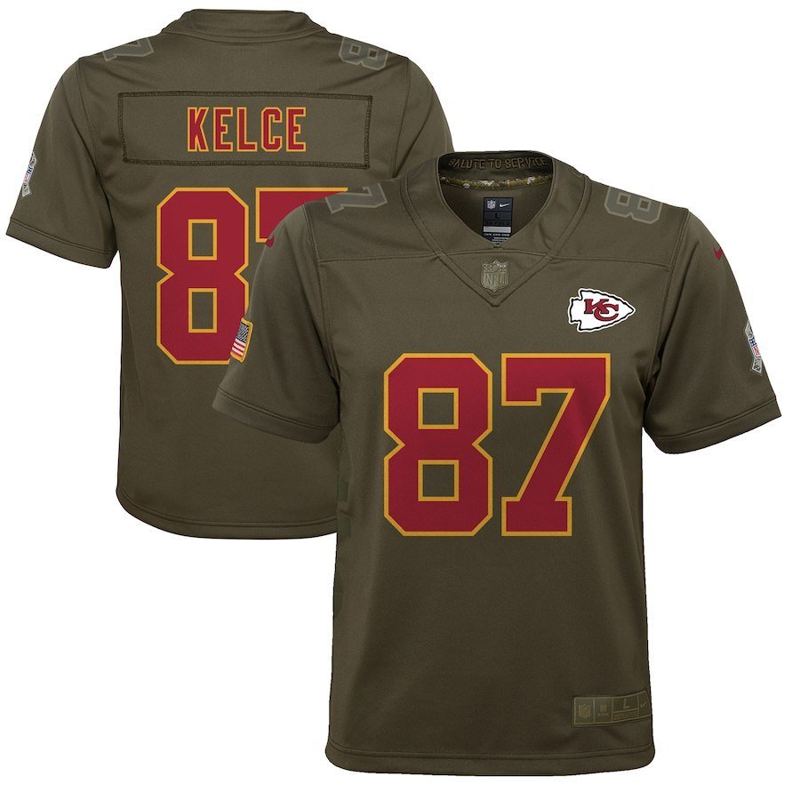Youth Kansas City Chiefs 87# Travis Kelce Salute To Service Stitched Jersey