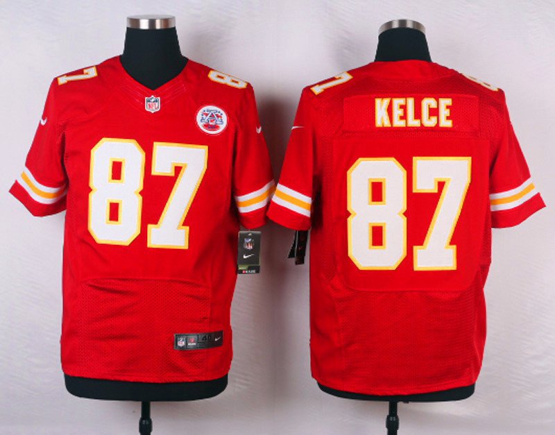Men's Kansas City Chiefs 87# Travis Kelce Elite Red Stitched Jersey