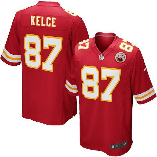 Men's Kansas City Chiefs 87# Travis Kelce Game Red Stitched Jersey