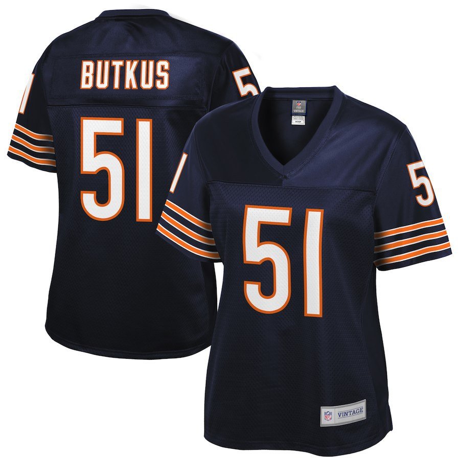 Women's Chicago Bears 51# Dick Butkus Navy Blue Stitched Jersey