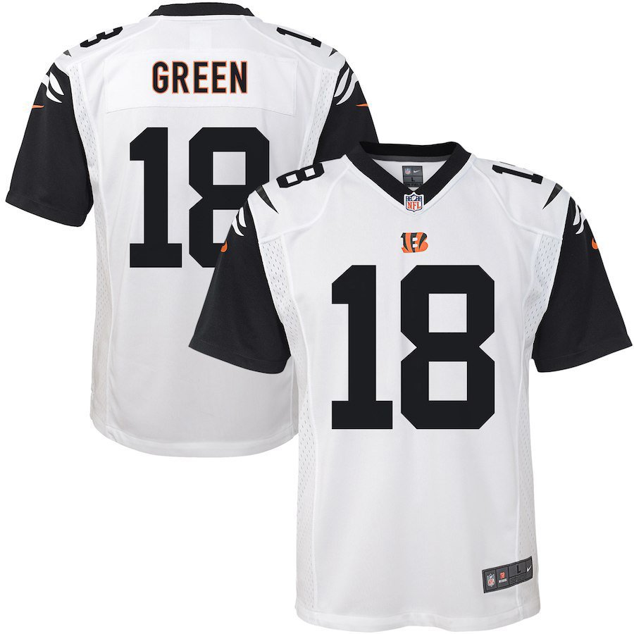 Youth Cincinnati Bengals 18# A.J. Green White Stitched Jersey