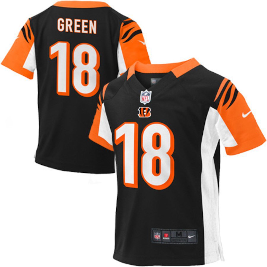 Youth Cincinnati Bengals 18# A.J. Green Black Stitched Jersey