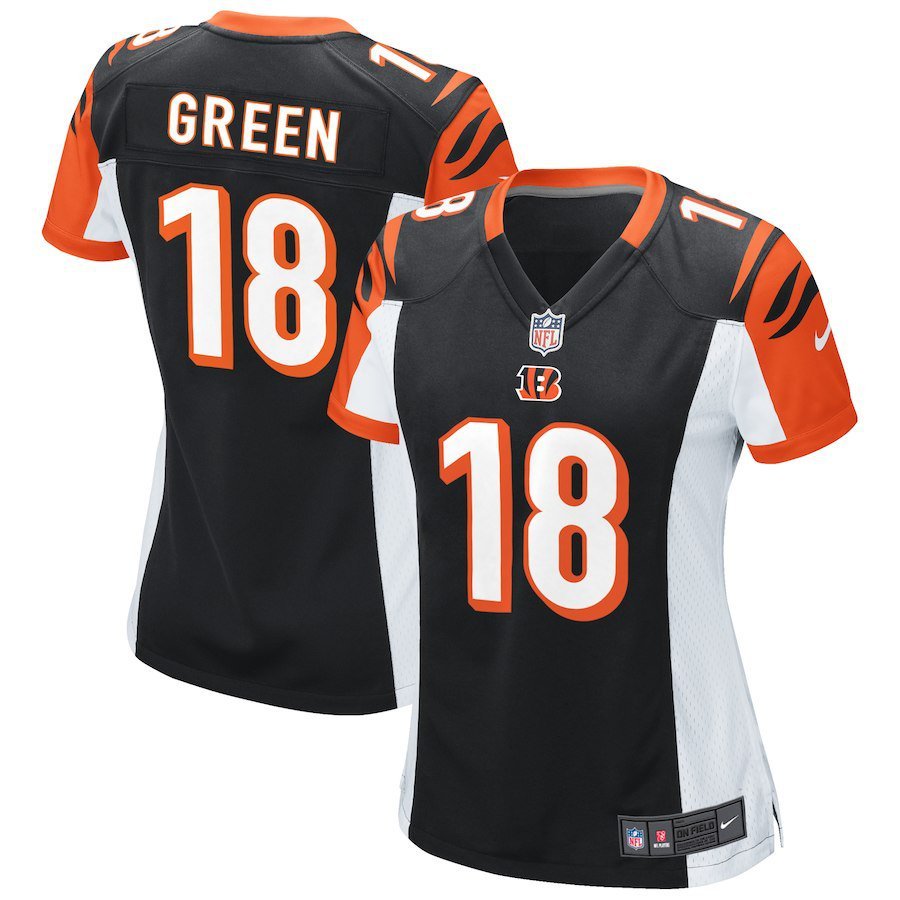 Women's Cincinnati Bengals 18# A.J. Green Black Stitched Jersey