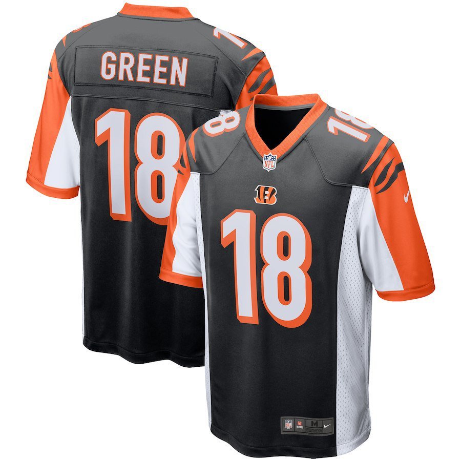 Men's Cincinnati Bengals 18# A.J. Green Game Black Stitched Jersey