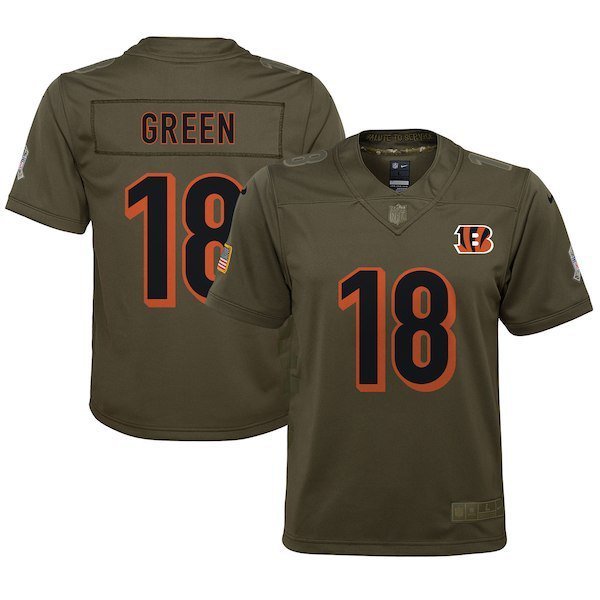 Youth Cincinnati Bengals 18# A.J. Green salute to service Stitched Jersey