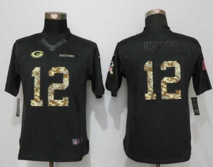 Women's Green Bay Packers #12 Aaron Rodgers salute to service Stitched Jersey