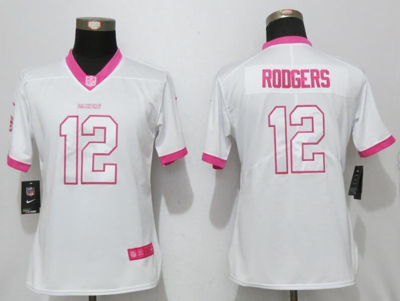 Women's Green Bay Packers #12 Aaron Rodgers Limited White Stitched Jersey
