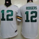 Youth Green Bay Packers #12 Aaron Rodgers White Stitched Jersey