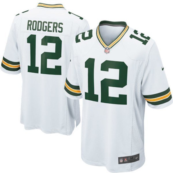 Men's Green Bay Packers #12 Aaron Rodgers Game White Stitched Jersey