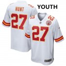 Youth Kansas City Chiefs 27# Kareem Hunt White Stitched Jersey