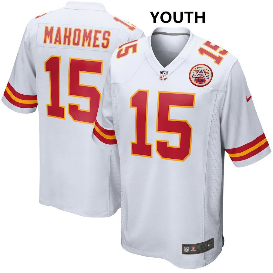 Youth Kansas City Chiefs 15# Patrick Mahomes II Limited White Stitched Jersey