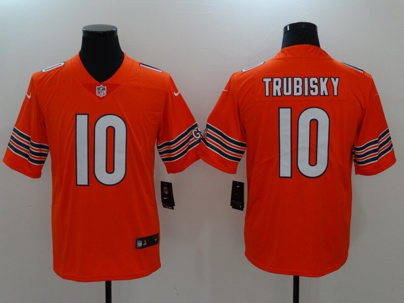 Youth Chicago Bears 10# Mitchell Trubisky Orange Stitched Jersey